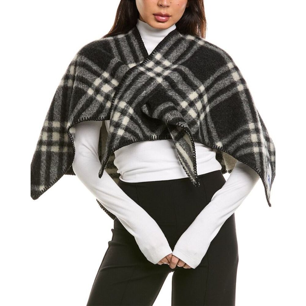 Burberry Rydal Wool Cape, Black